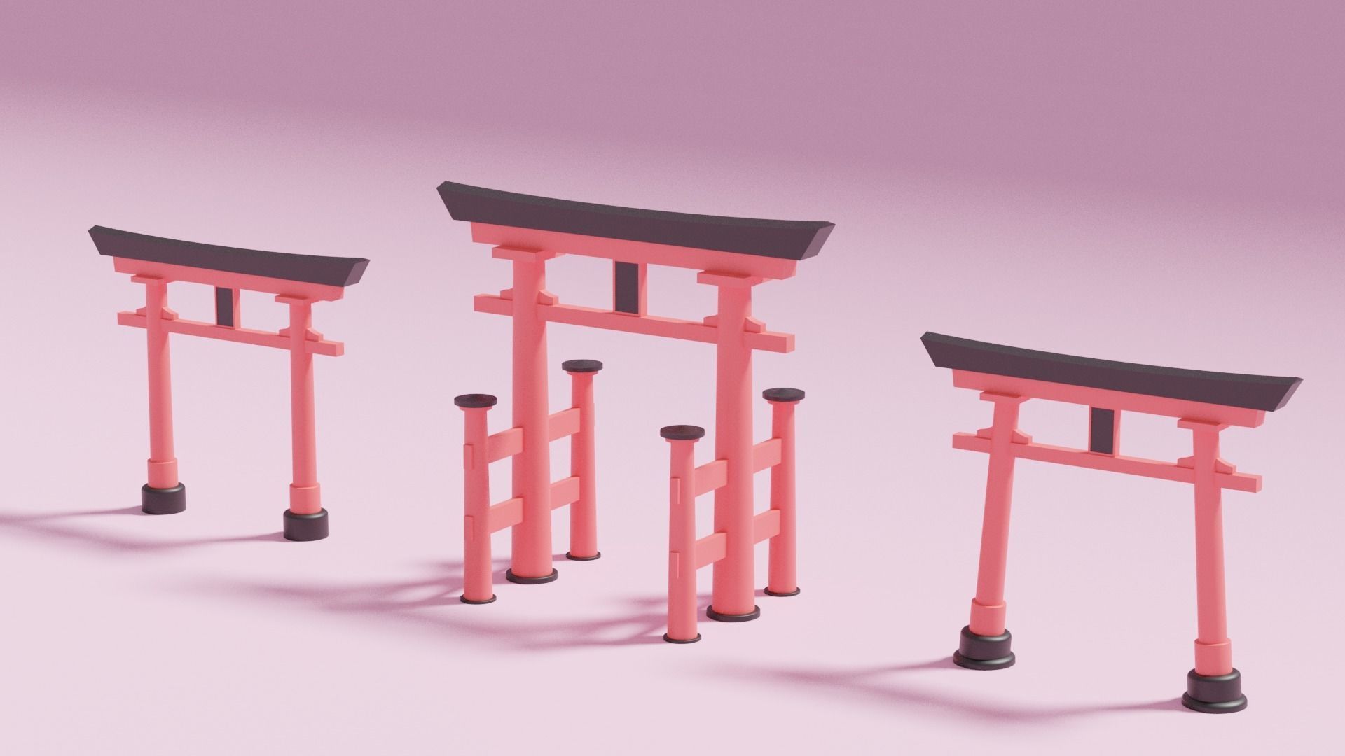 Cartoon Japanese Torii Gate 3D model_5