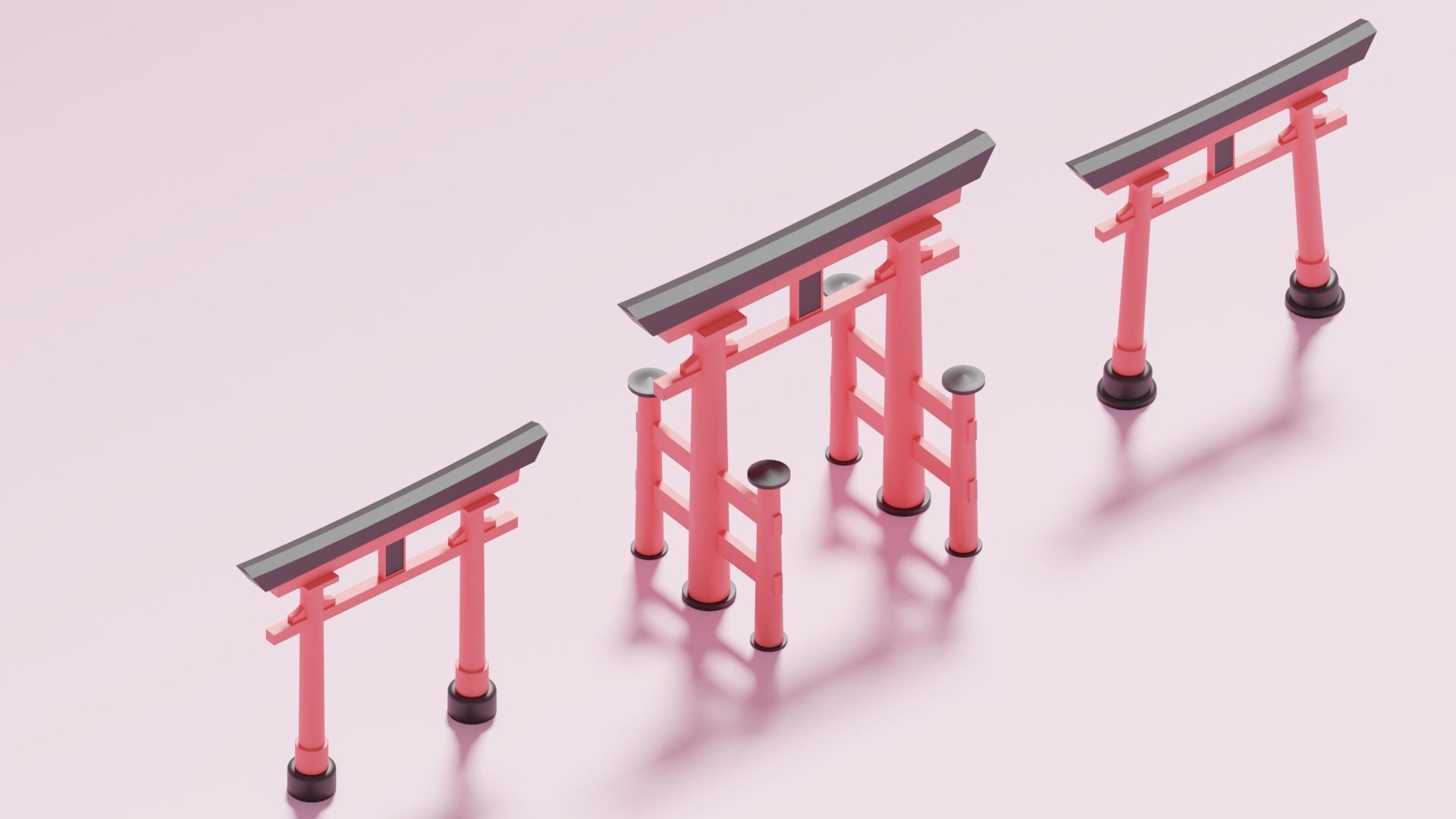 Cartoon Japanese Torii Gate 3D model_7