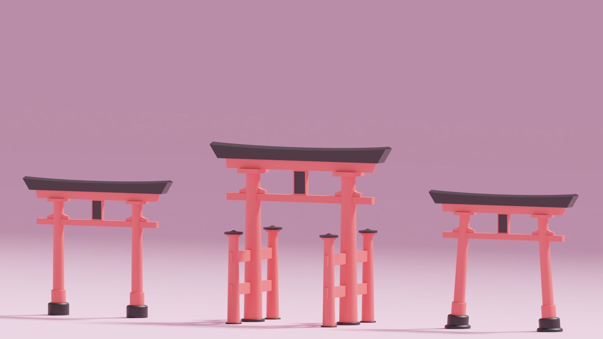 Cartoon Japanese Torii Gate 3D model_2