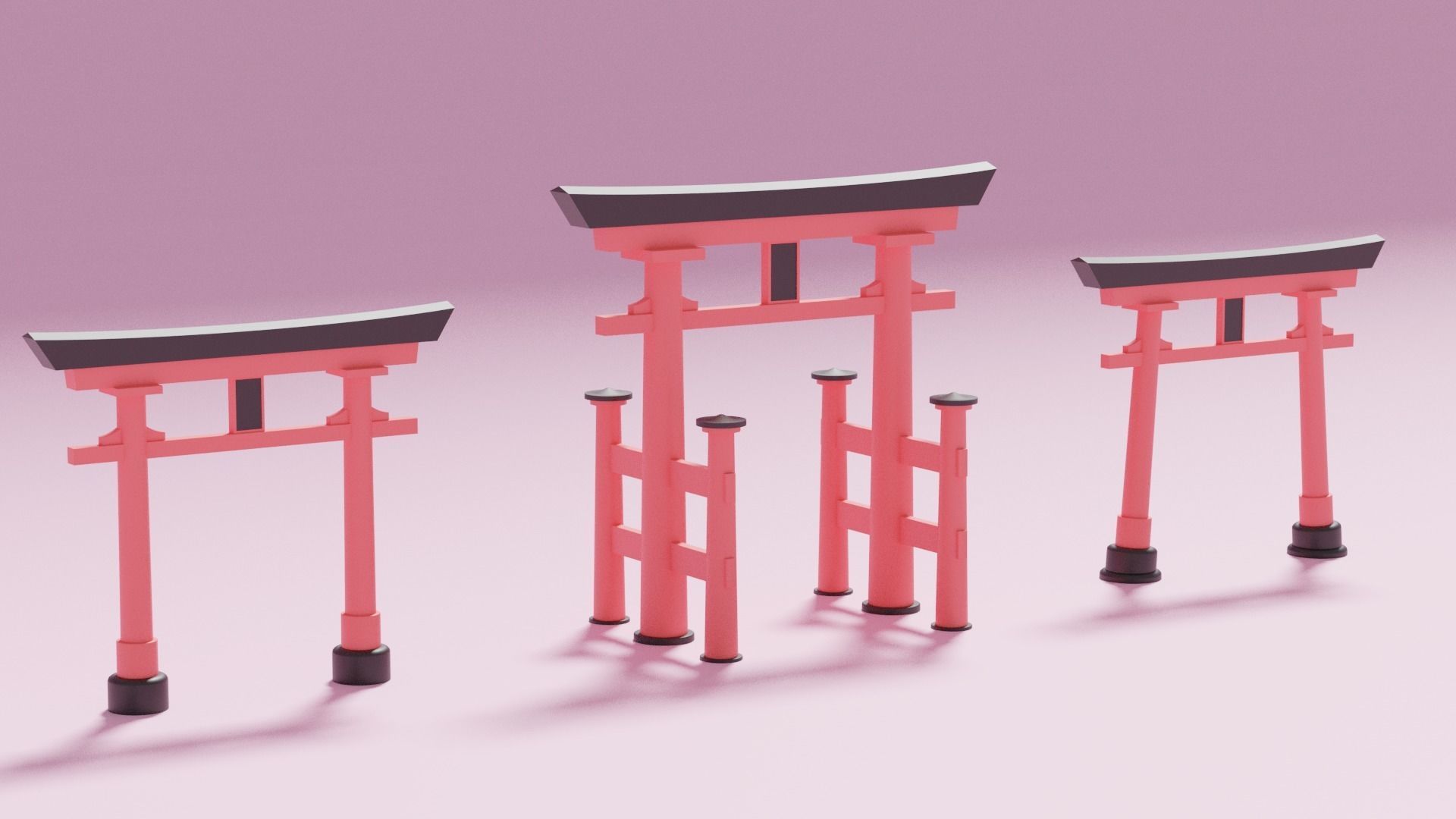 Cartoon Japanese Torii Gate 3D model_6
