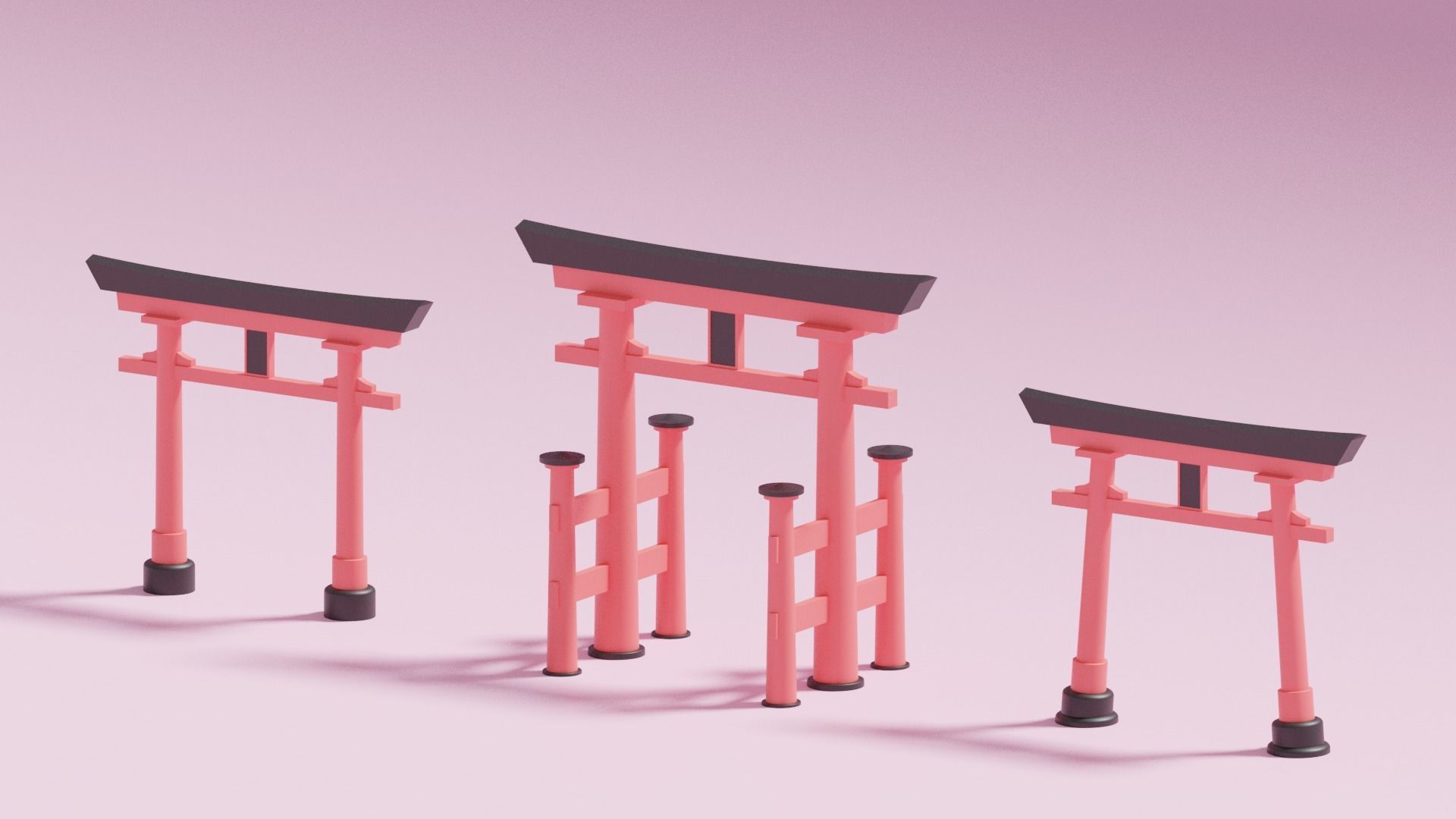 Cartoon Japanese Torii Gate 3D model_4