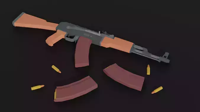 AK 74 Lowpoly gun In 4 colors