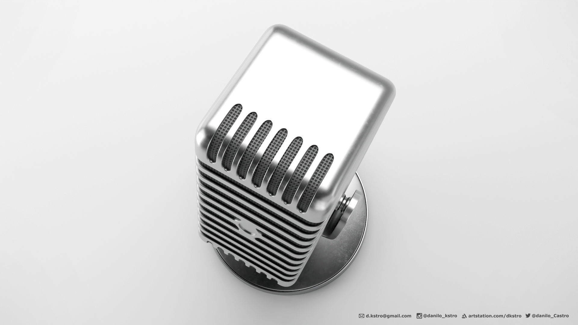 Microphone with a 50s aesthetic - 2k Textures  3D model_4