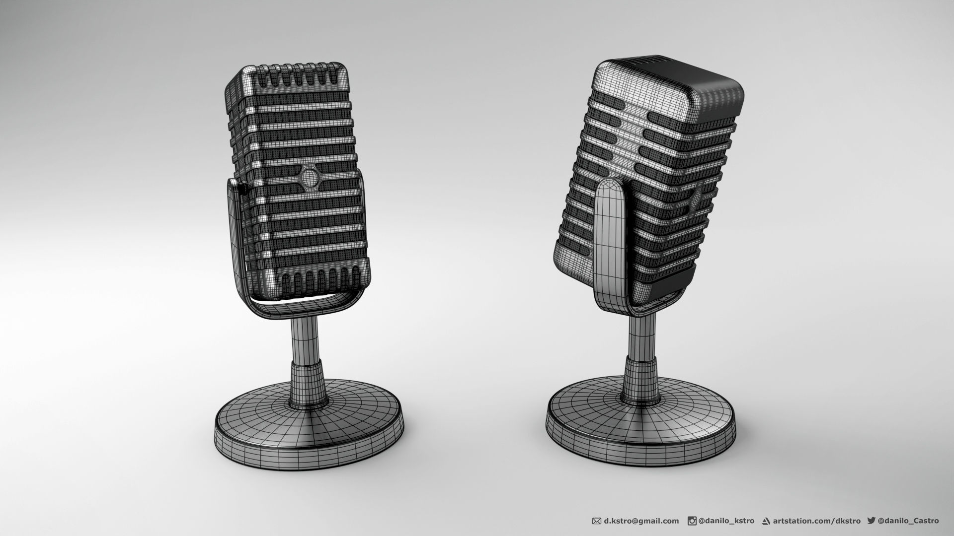Microphone with a 50s aesthetic - 2k Textures  3D model_5