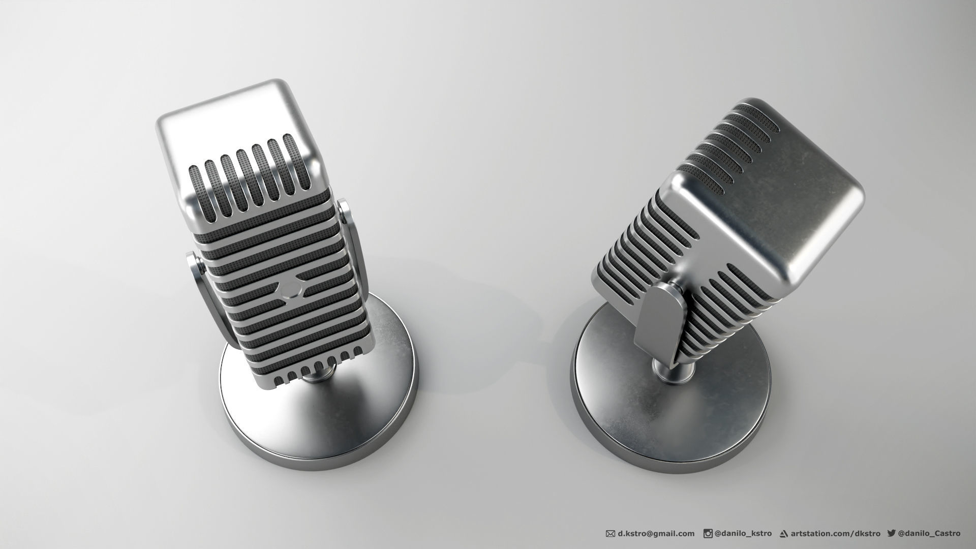 Microphone with a 50s aesthetic - 2k Textures  3D model_1