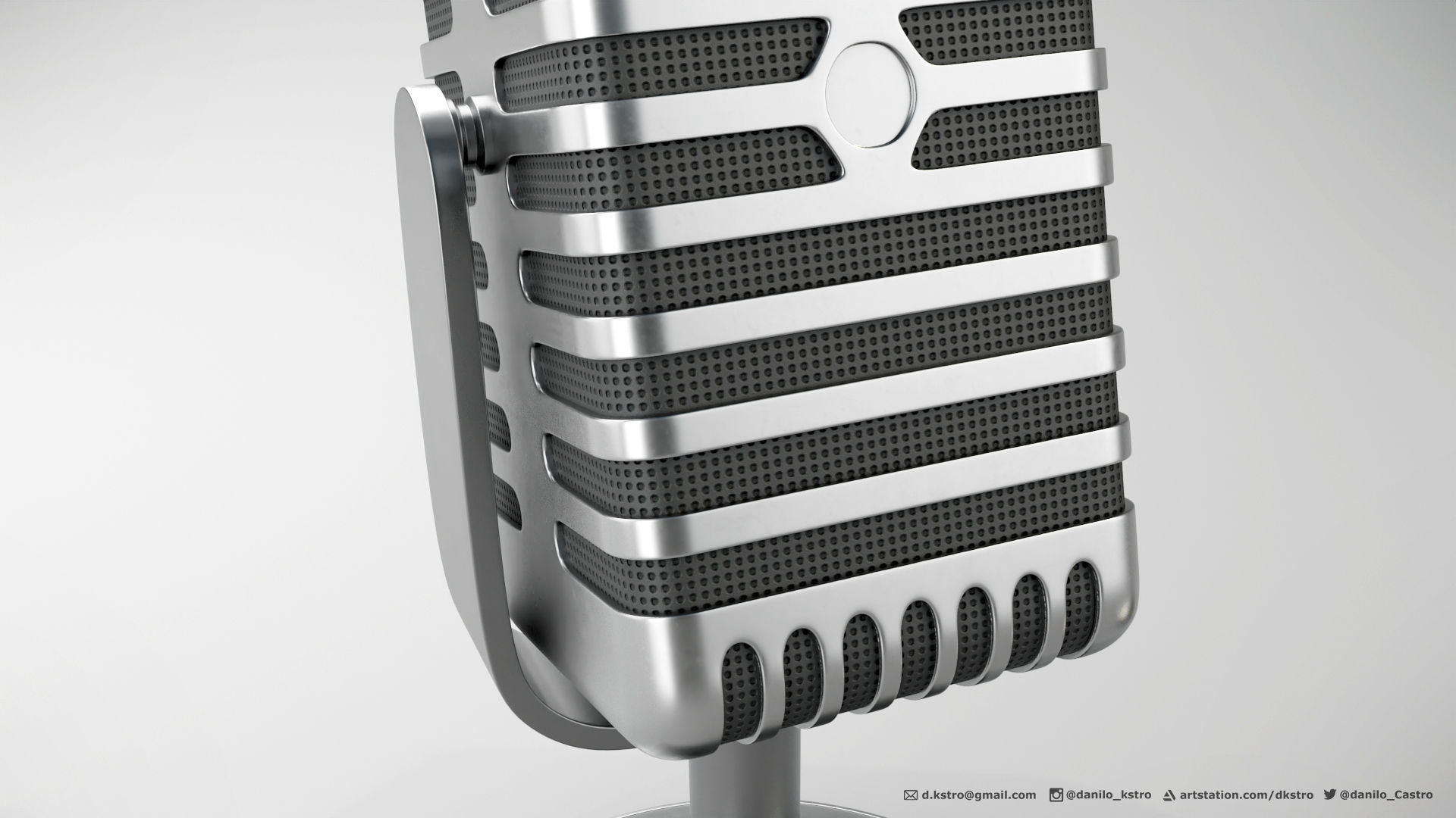 Microphone with a 50s aesthetic - 2k Textures  3D model_3