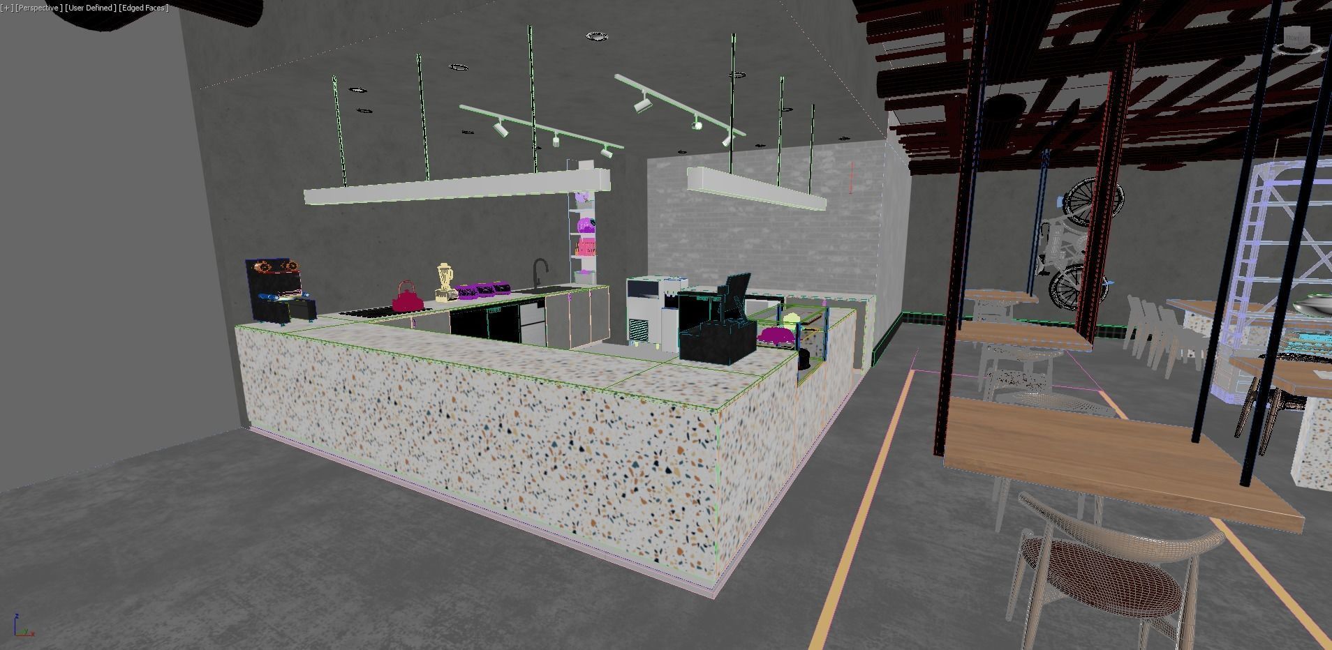 The Coffee G industrial cafe interior design 3D model_3