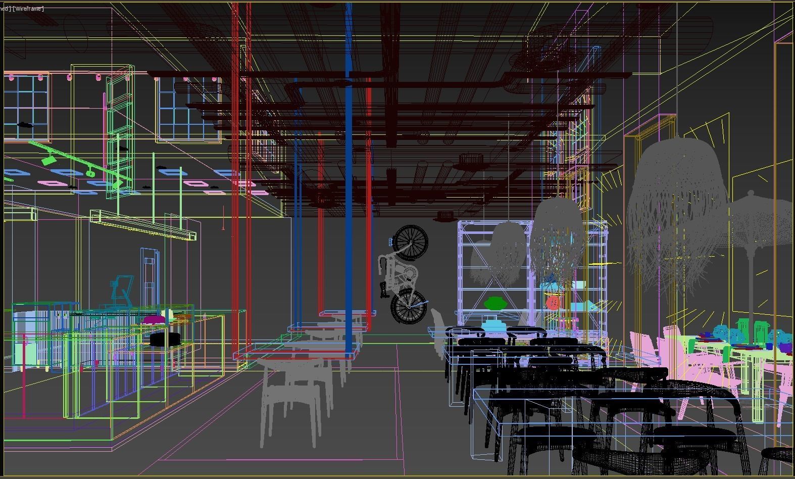 The Coffee G industrial cafe interior design 3D model_2