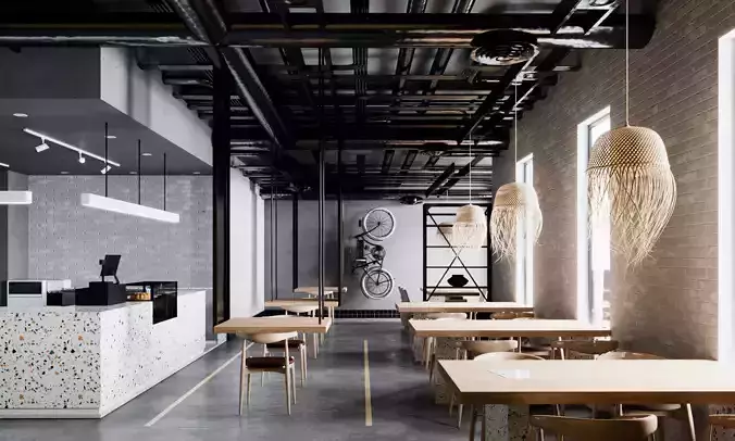 The Coffee G industrial cafe interior design