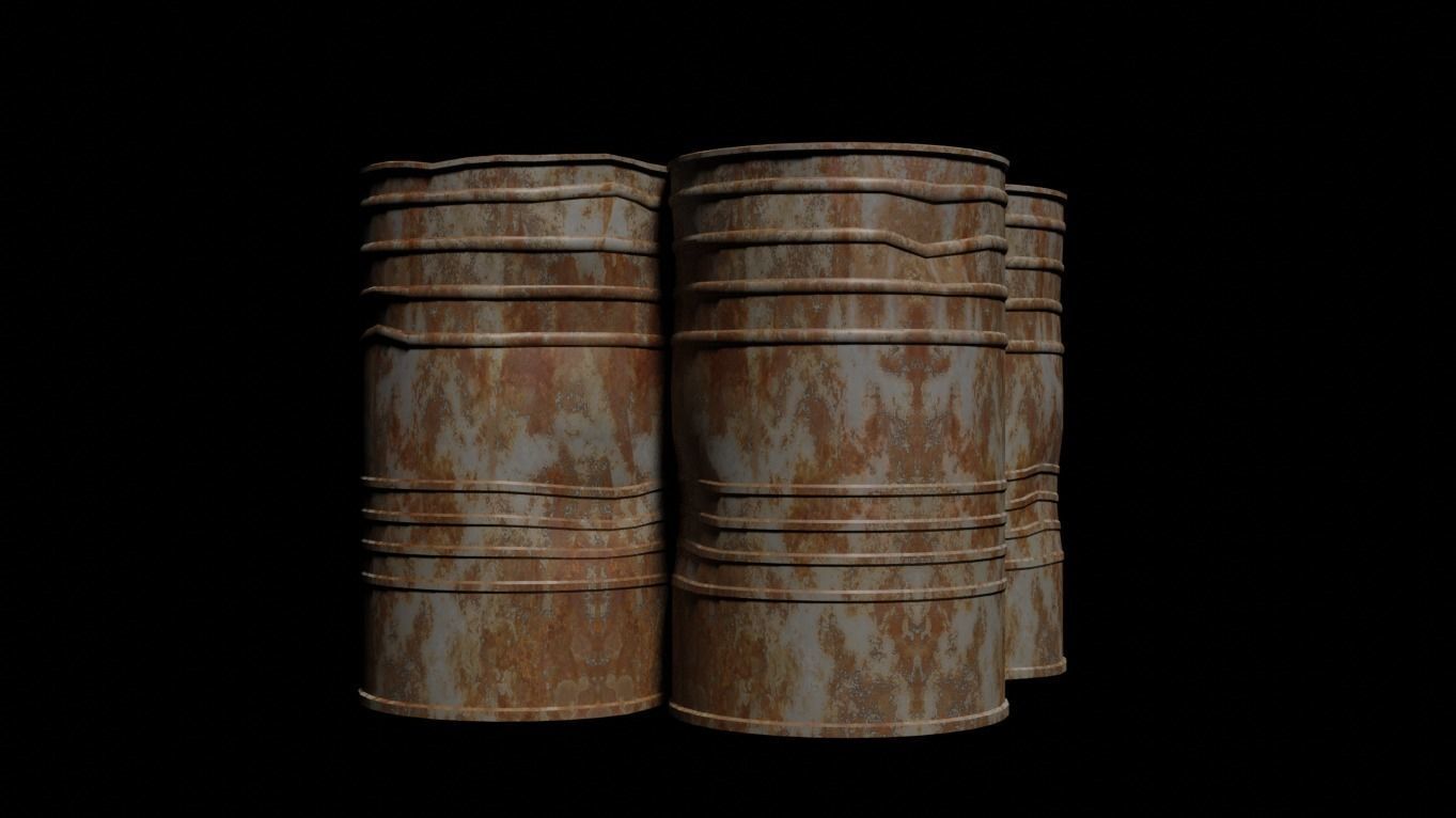 rusted barrel Low-poly 3D model_2