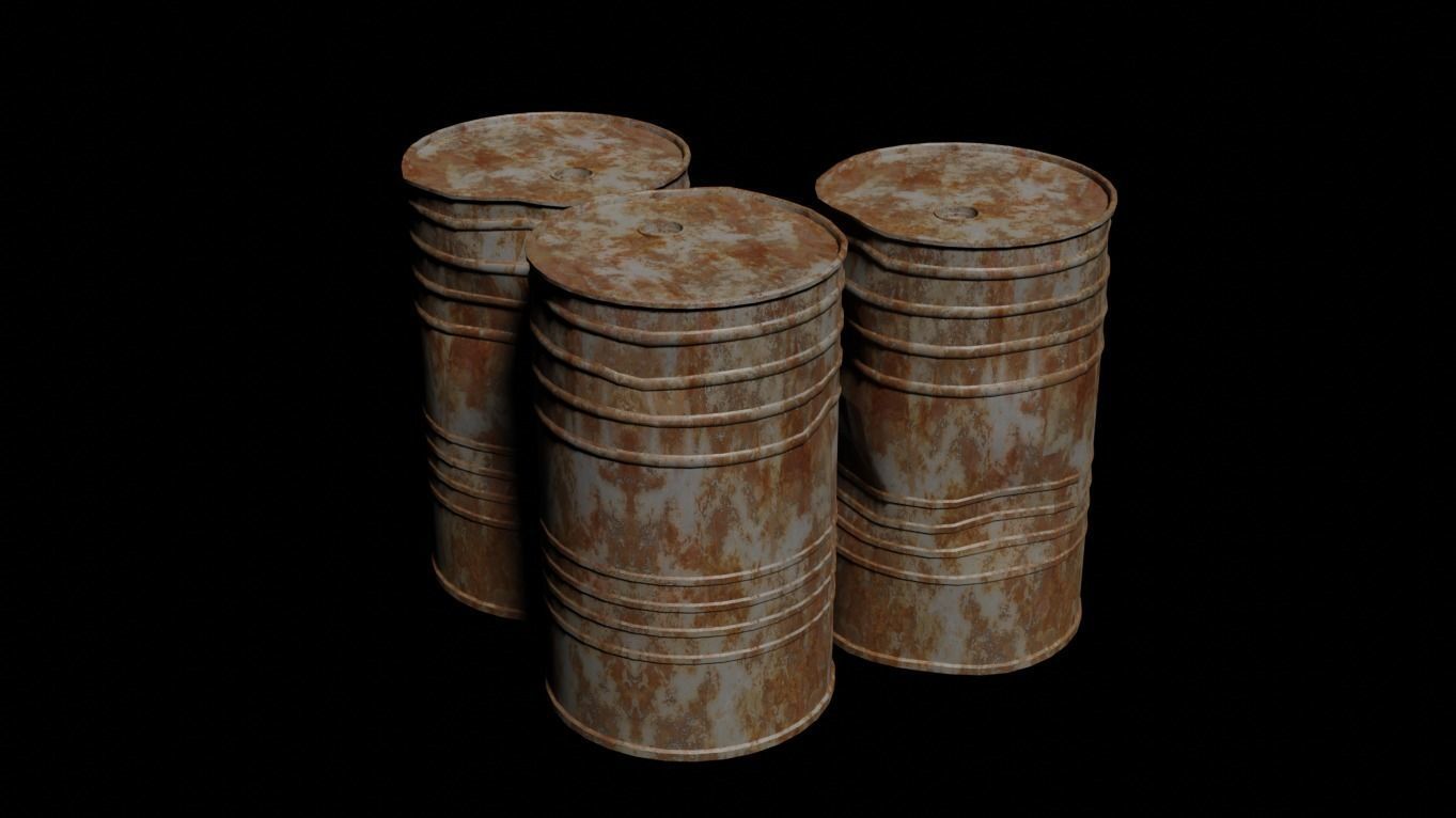 rusted barrel Low-poly 3D model_1