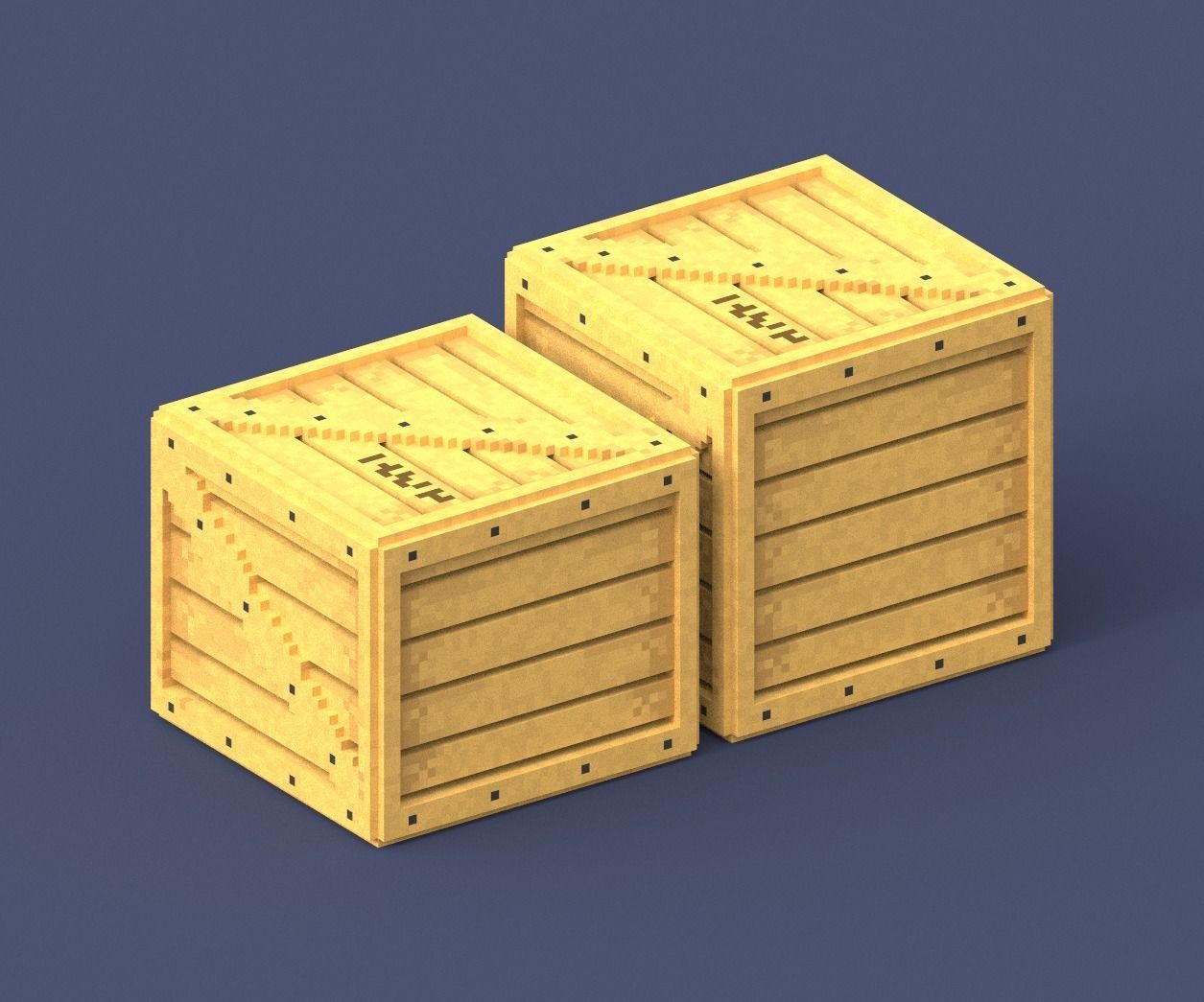 Set of wood boxes 3D model_6