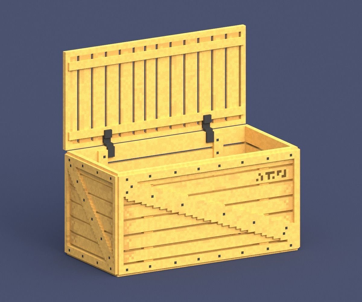 Set of wood boxes 3D model_1