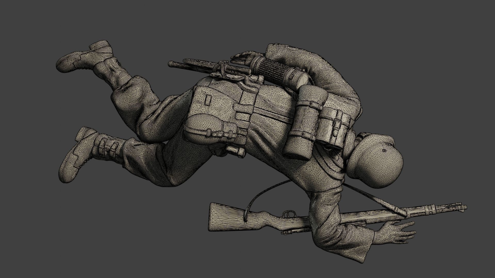 German soldier ww2 Killed2 G6 3D print model_12