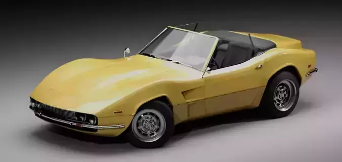 70s muscle-sports roadster Low-poly 3D model