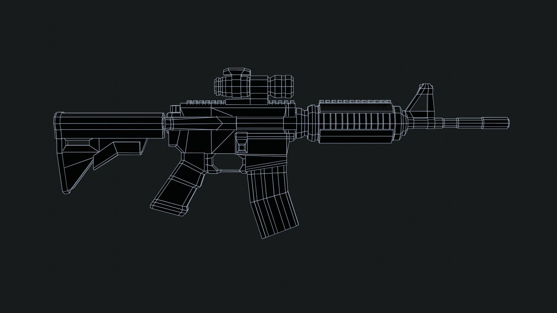 LowPoly M4A1 ACOG scope Low-poly 3D model_9