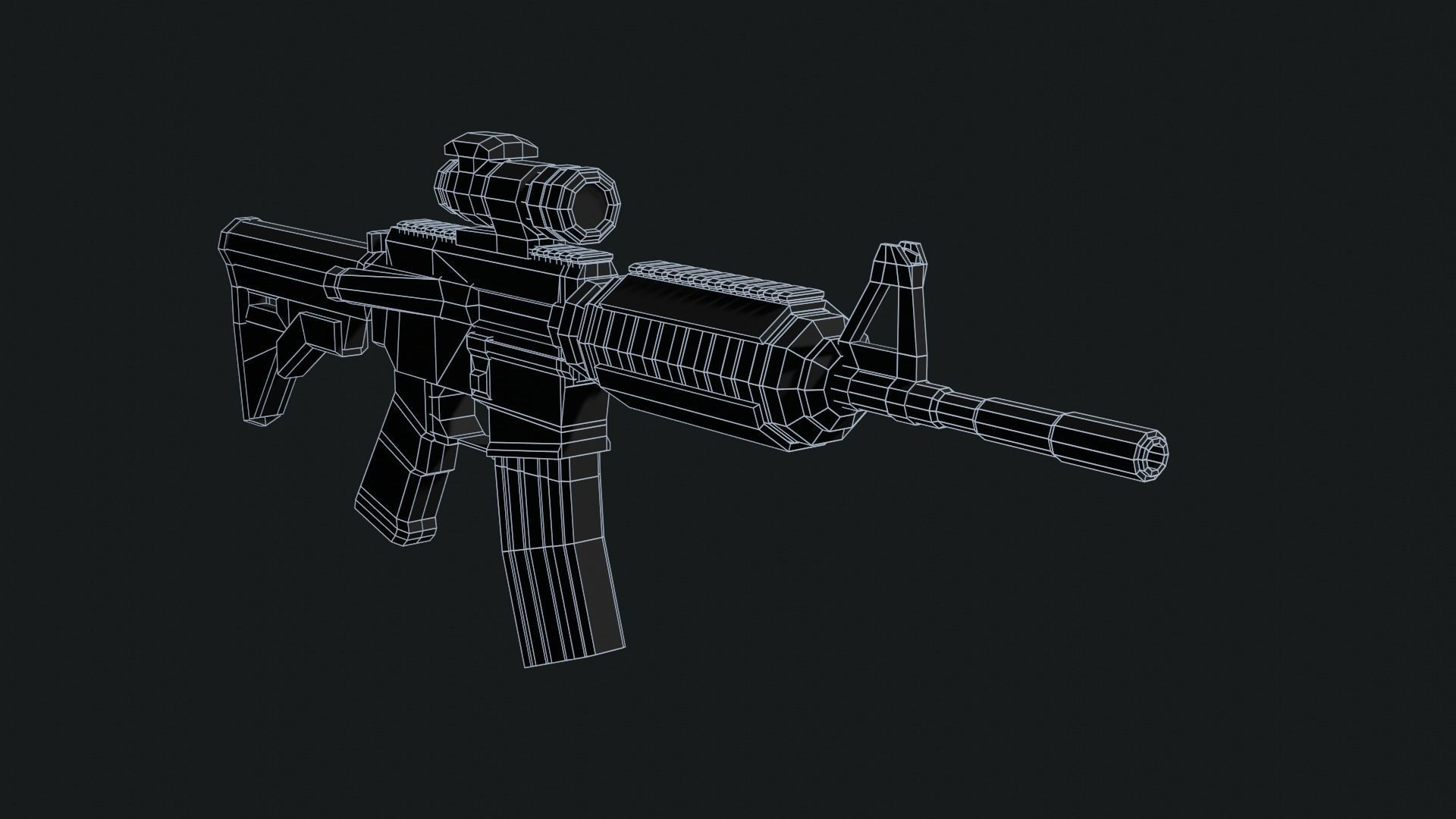 LowPoly M4A1 ACOG scope Low-poly 3D model_1