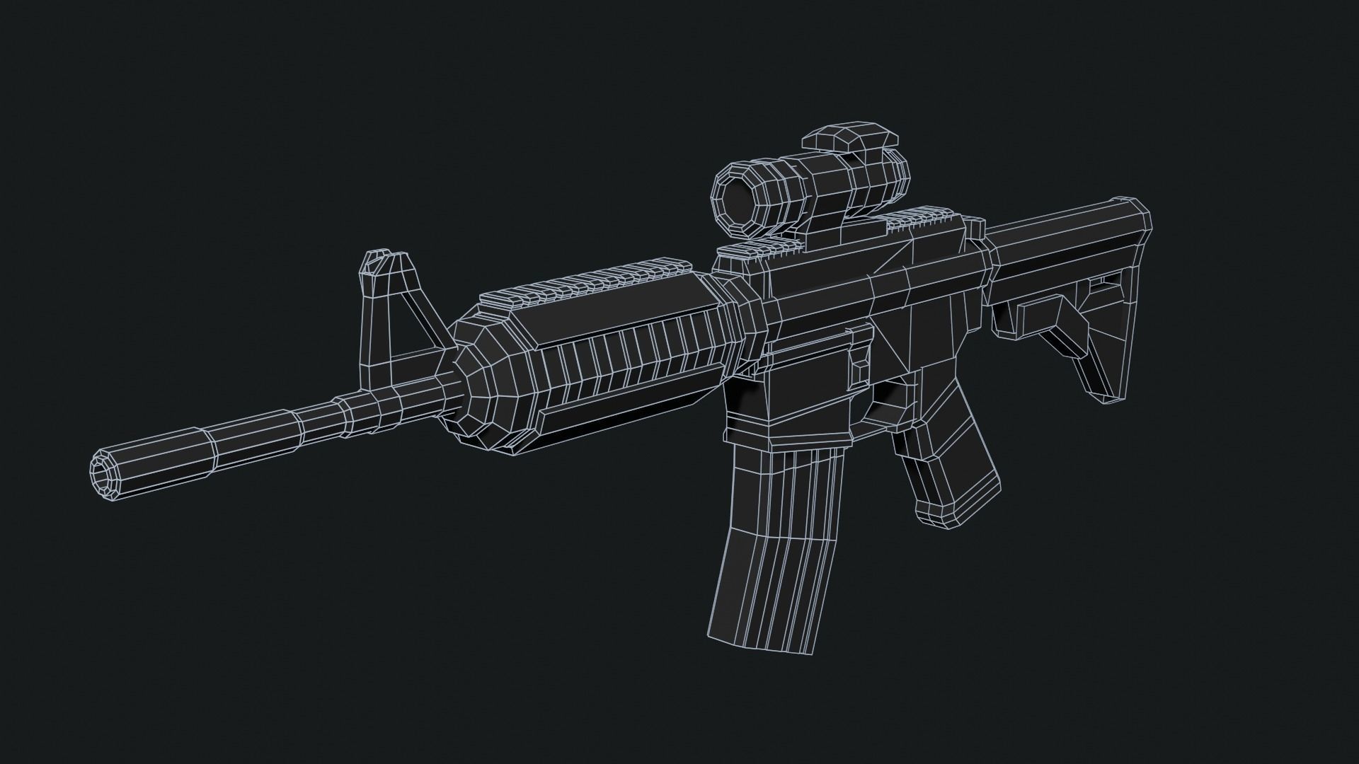 LowPoly M4A1 ACOG scope Low-poly 3D model_2