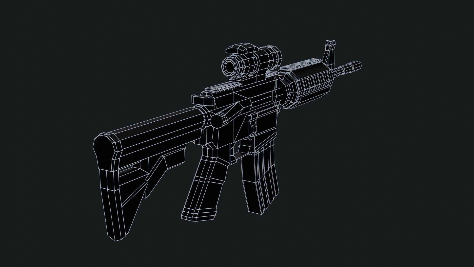 LowPoly M4A1 ACOG scope Low-poly 3D model_10