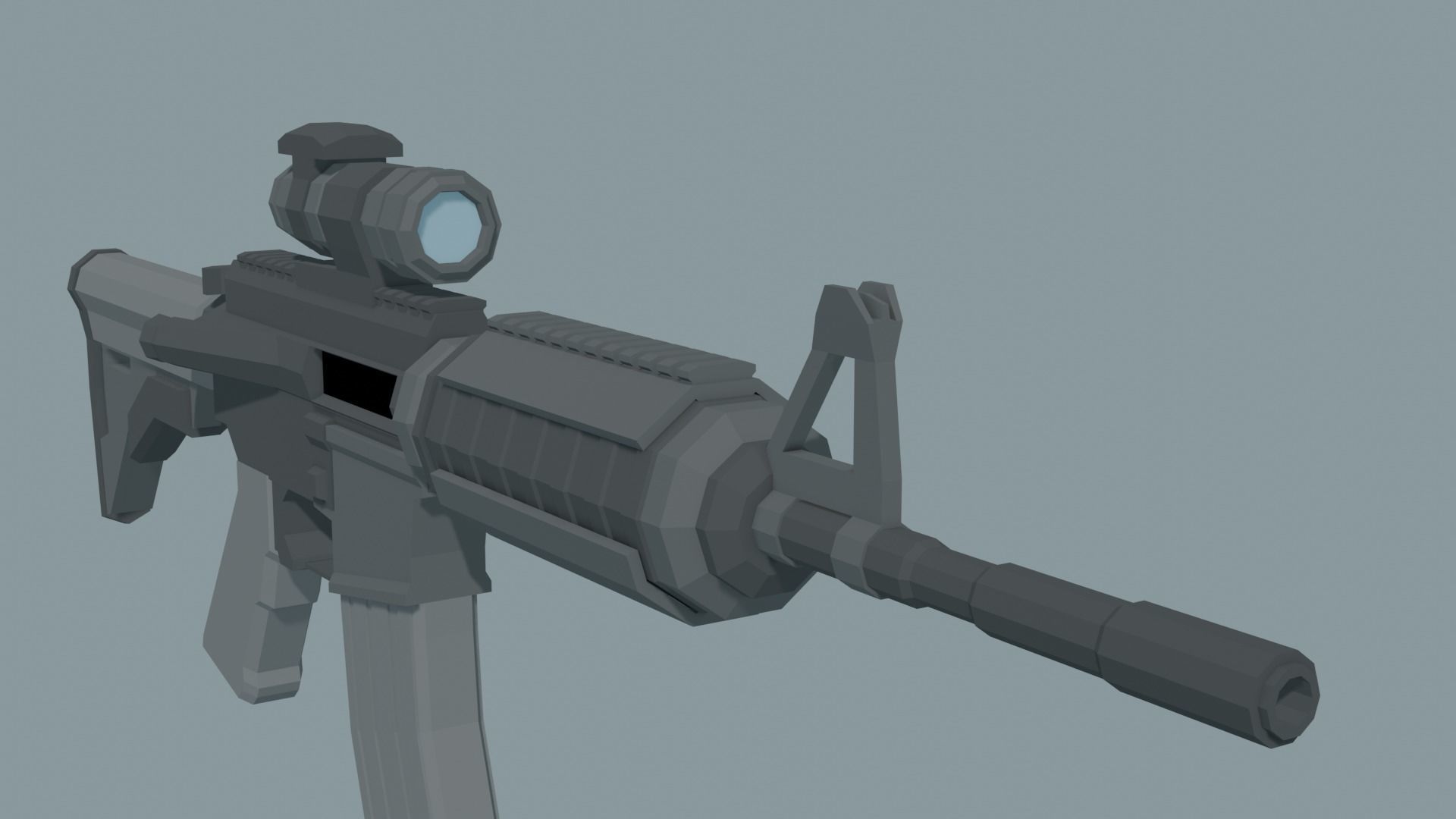 LowPoly M4A1 ACOG scope Low-poly 3D model_5