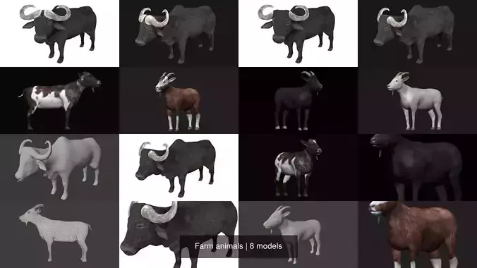 Farm animals 3D Model Collection