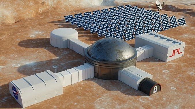 Martian base 3D model Low-poly 3D model