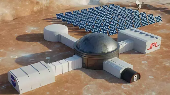 Martian base 3D model Low-poly 3D model