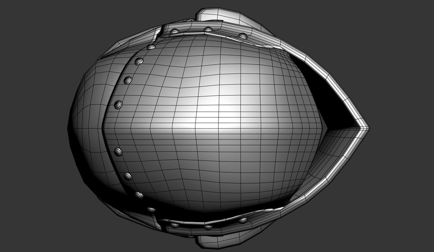 Medieval jousting helmet Low-poly 3D model_12