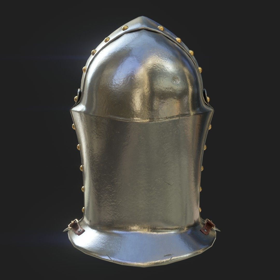 Medieval jousting helmet Low-poly 3D model_4