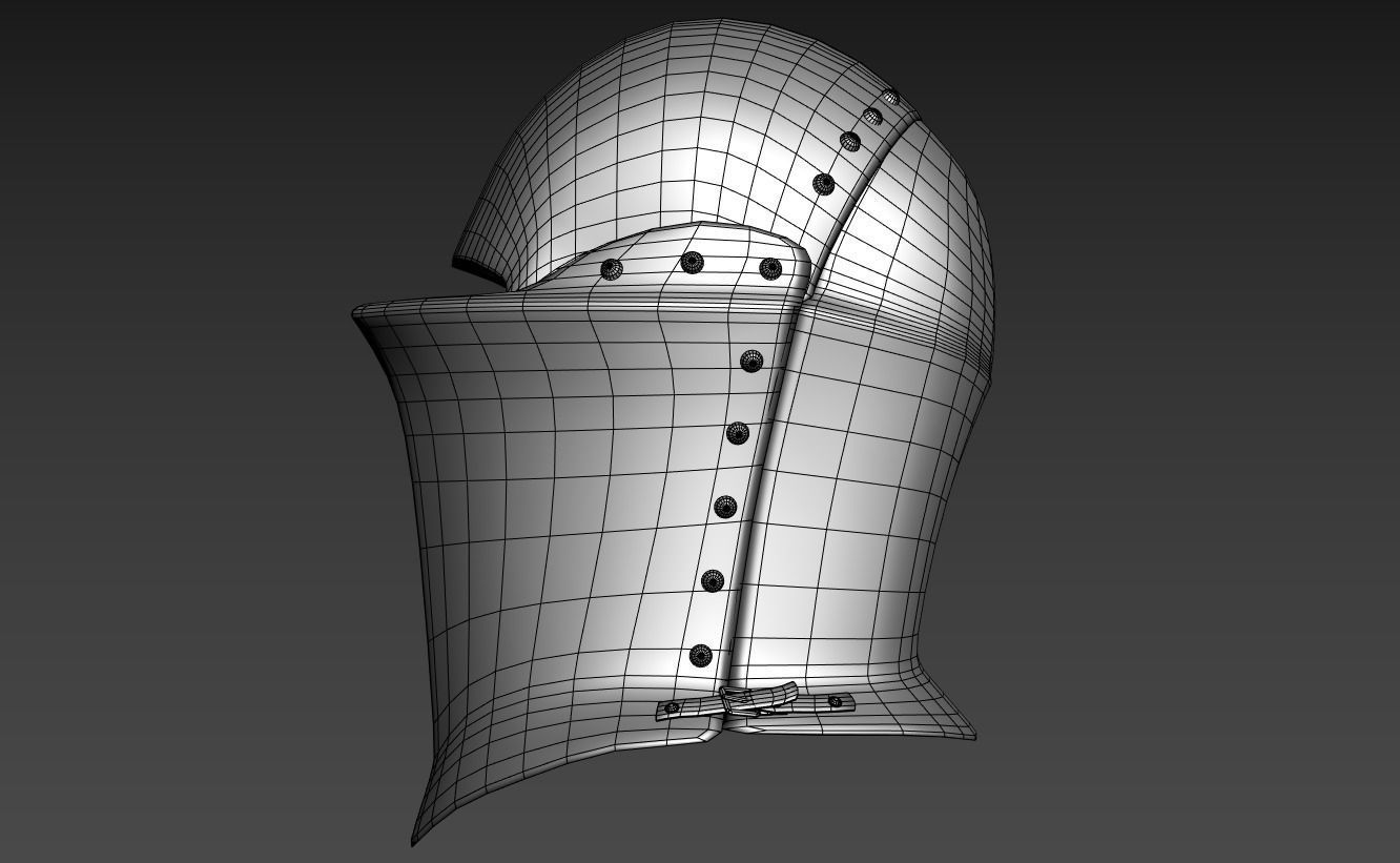 Medieval jousting helmet Low-poly 3D model_9