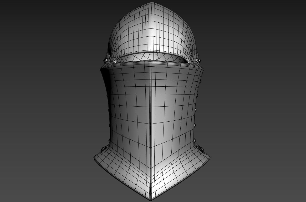 Medieval jousting helmet Low-poly 3D model_8