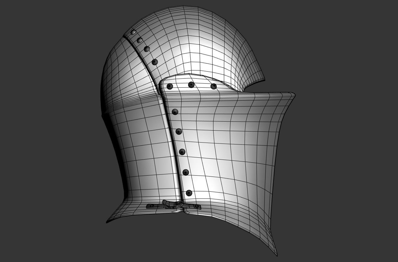 Medieval jousting helmet Low-poly 3D model_11