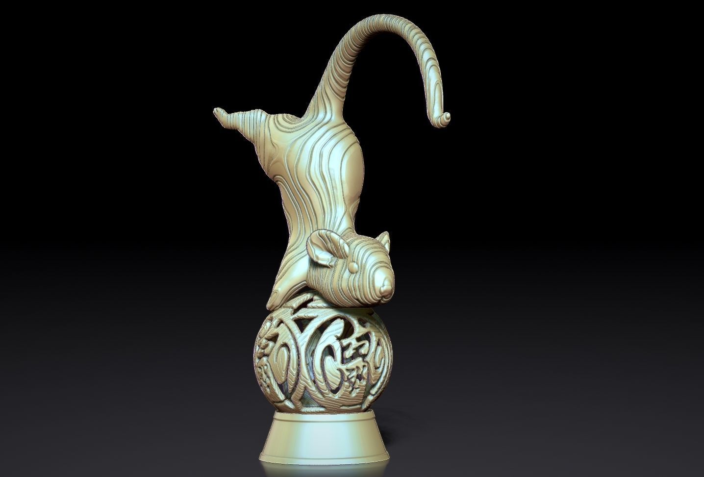 Oriental Mouse sculpture V4 -rodents souvenir -3D print model  3D print model_4