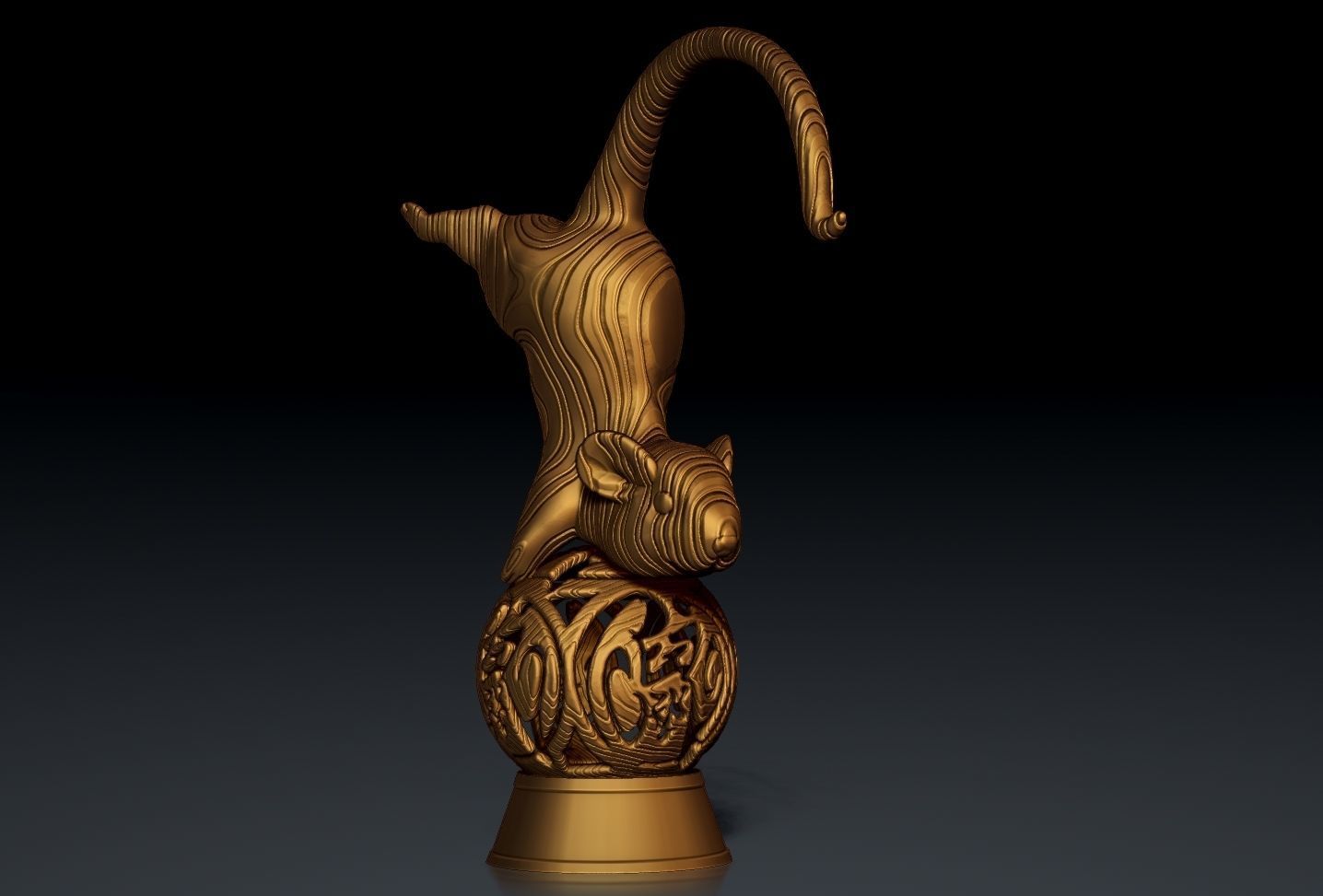 Oriental Mouse sculpture V4 -rodents souvenir -3D print model  3D print model_3