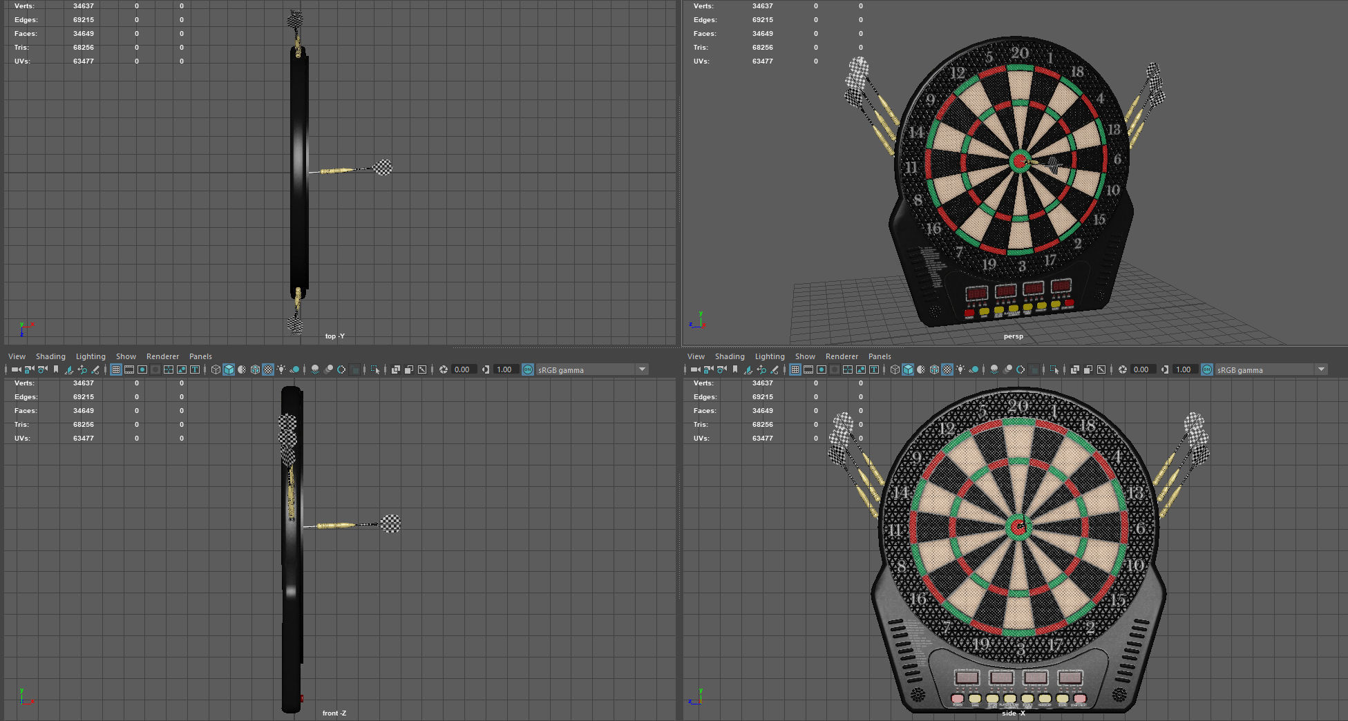 Dart Board Low-poly 3D model_10