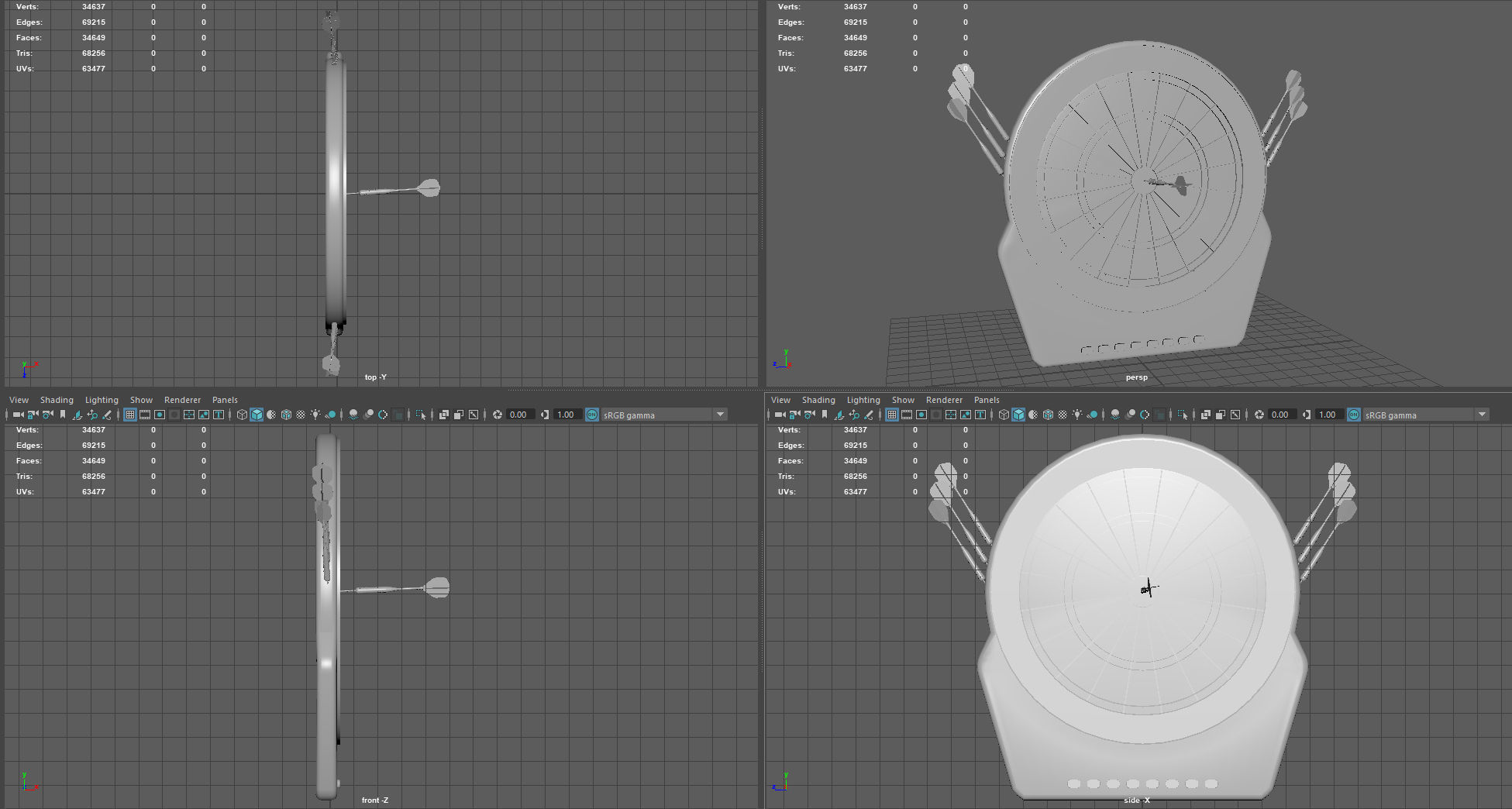 Dart Board Low-poly 3D model_11