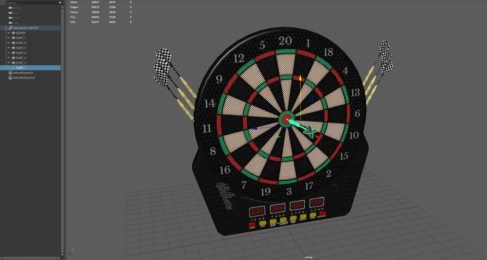 Dart Board Low-poly 3D model_14