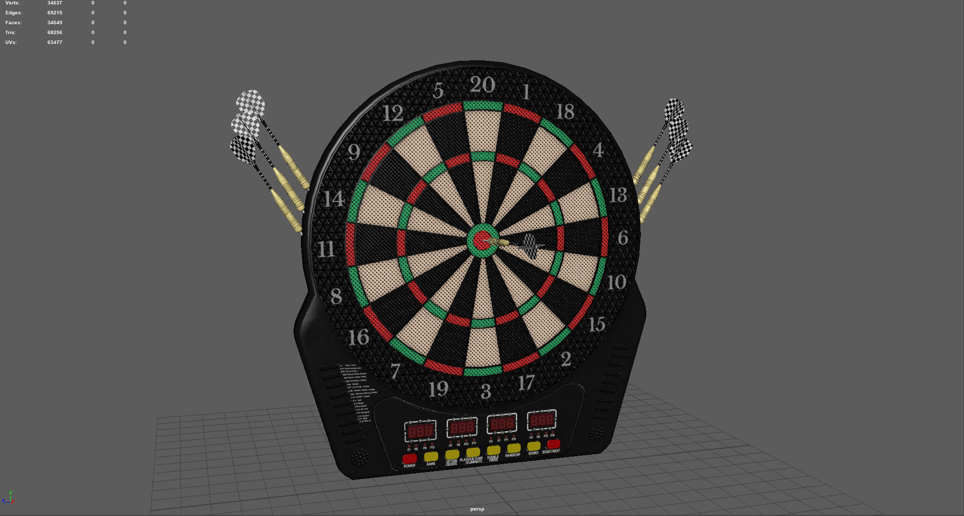 Dart Board Low-poly 3D model_7