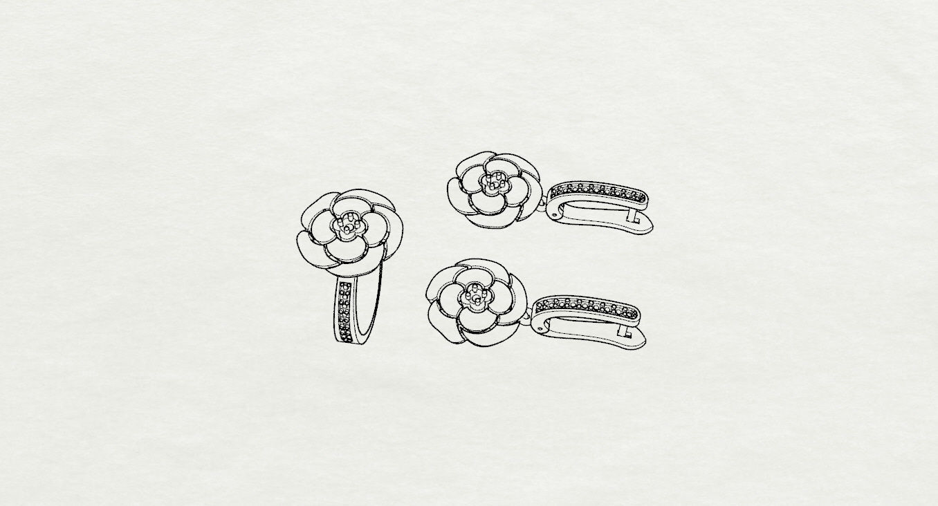 Ring and Earrings  3D print model_20