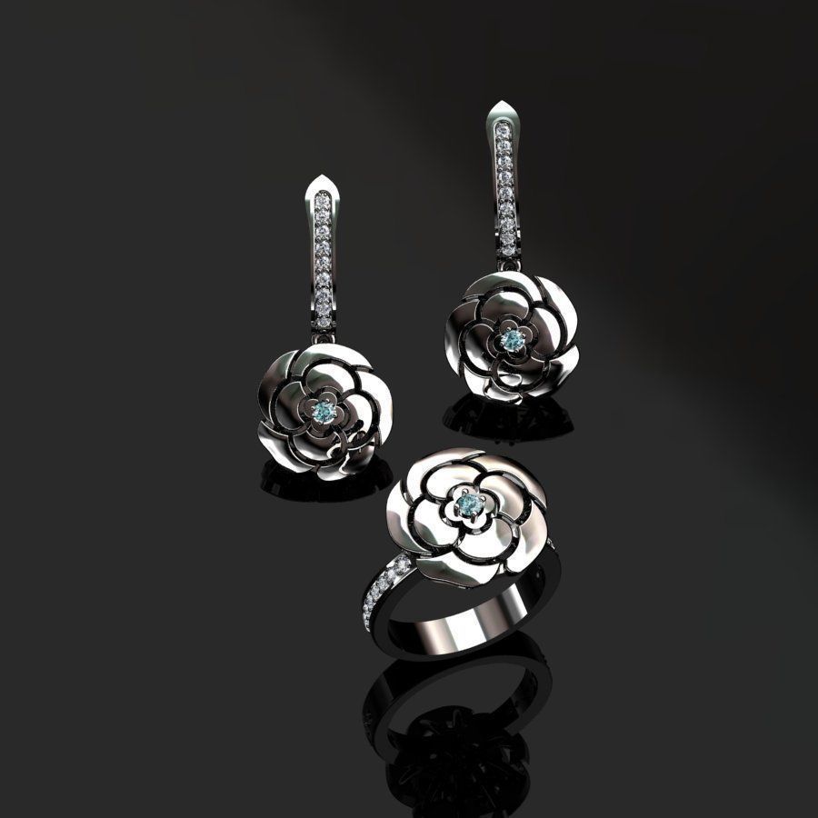 Ring and Earrings  3D print model_2