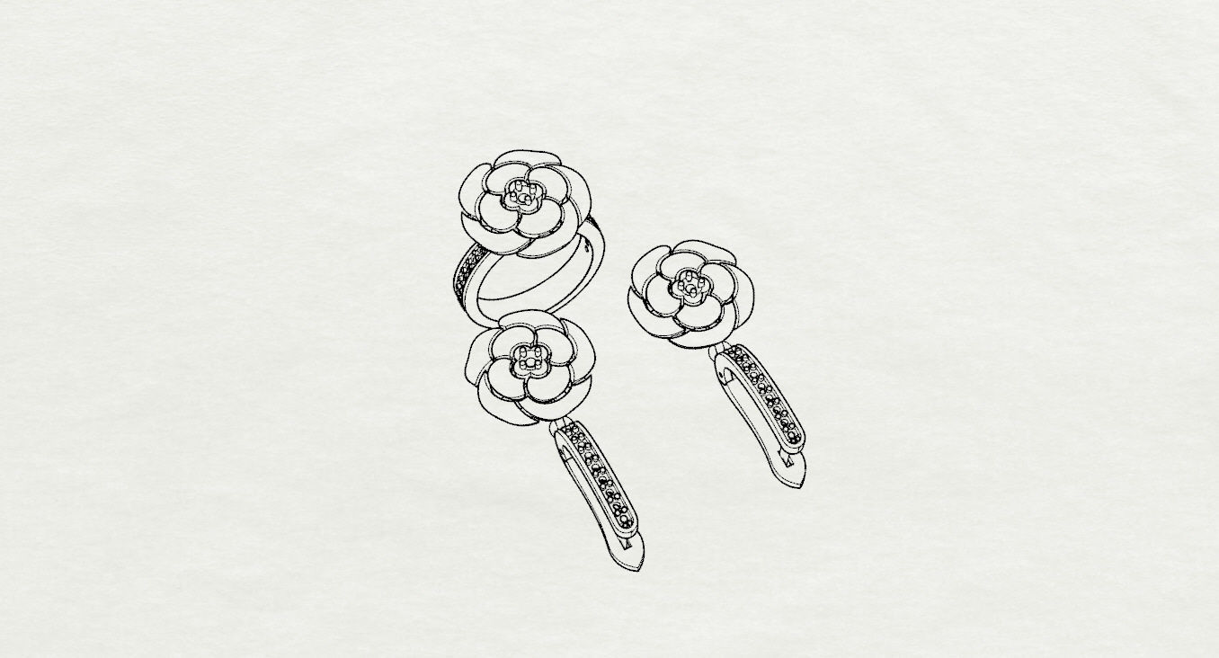 Ring and Earrings  3D print model_21