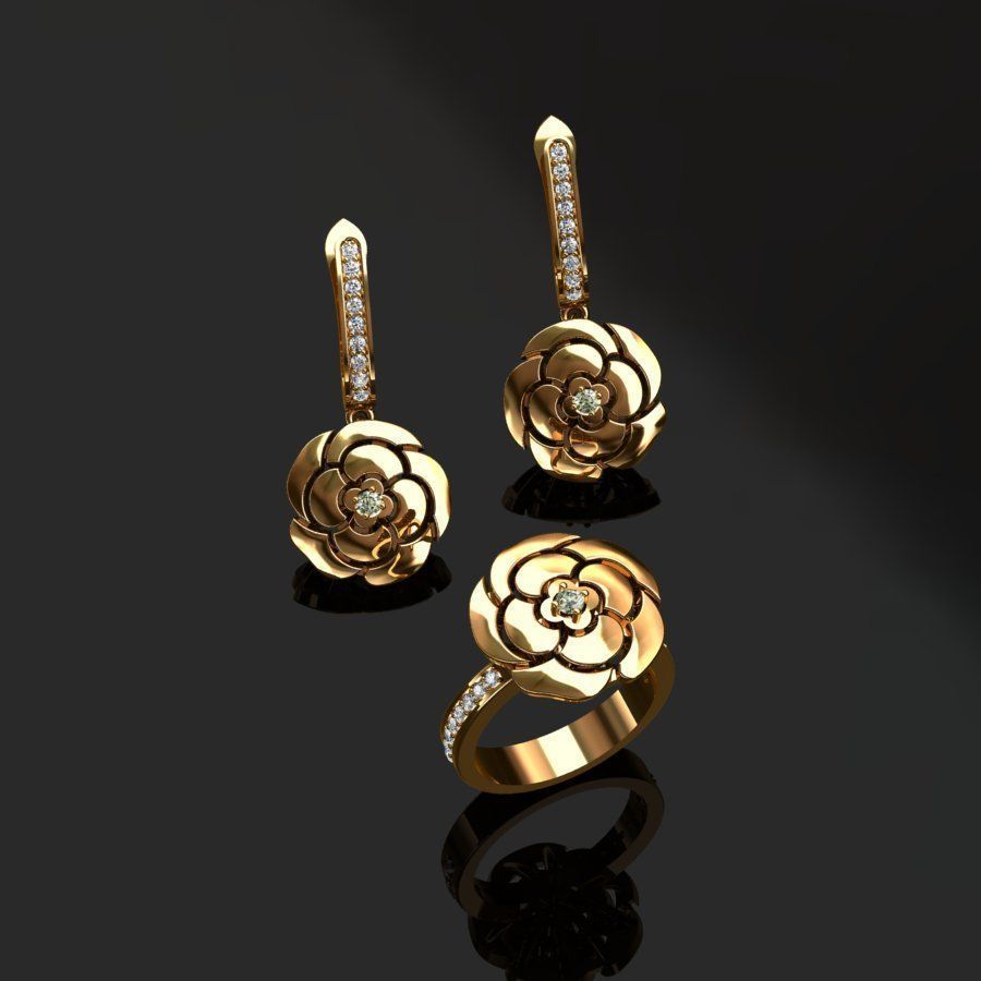 Ring and Earrings  3D print model_10