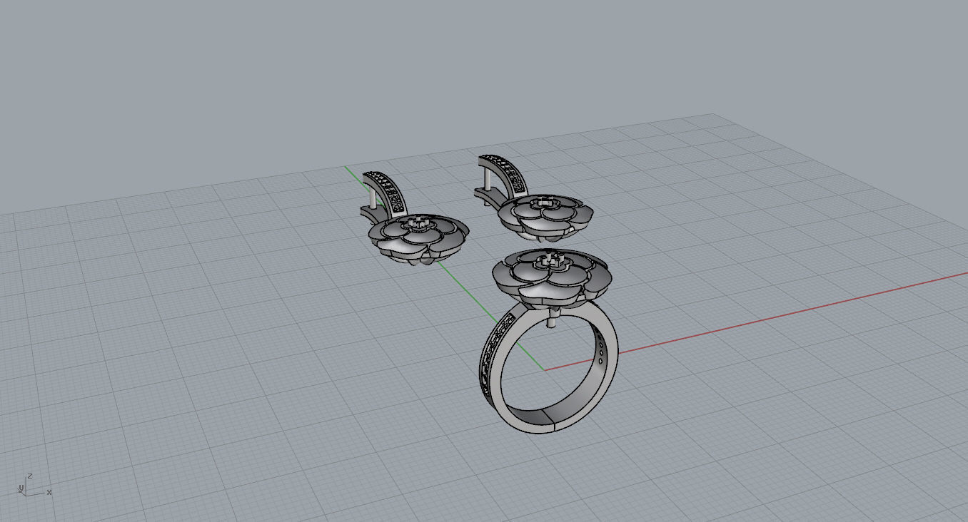 Ring and Earrings  3D print model_15