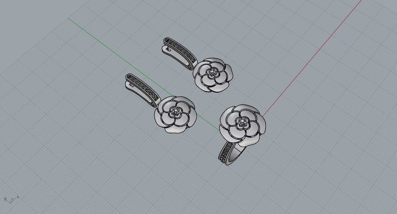 Ring and Earrings  3D print model_14