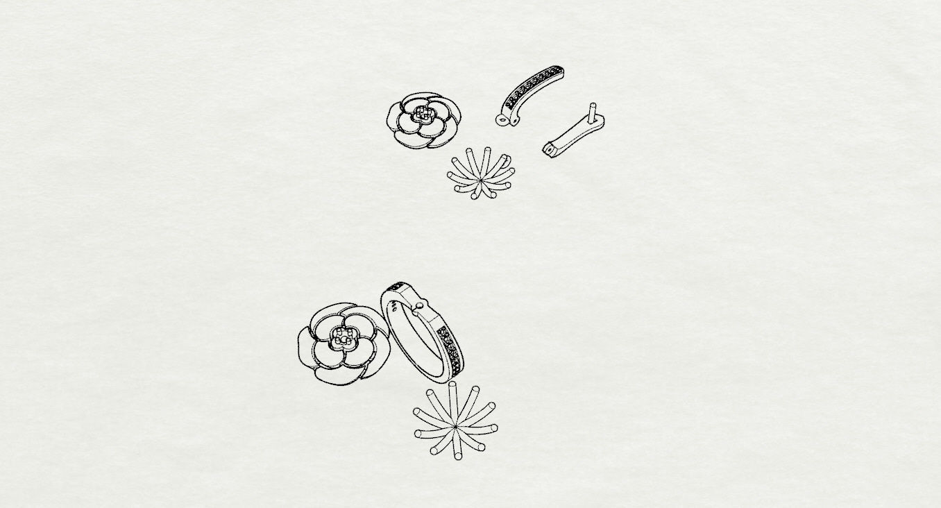 Ring and Earrings  3D print model_23