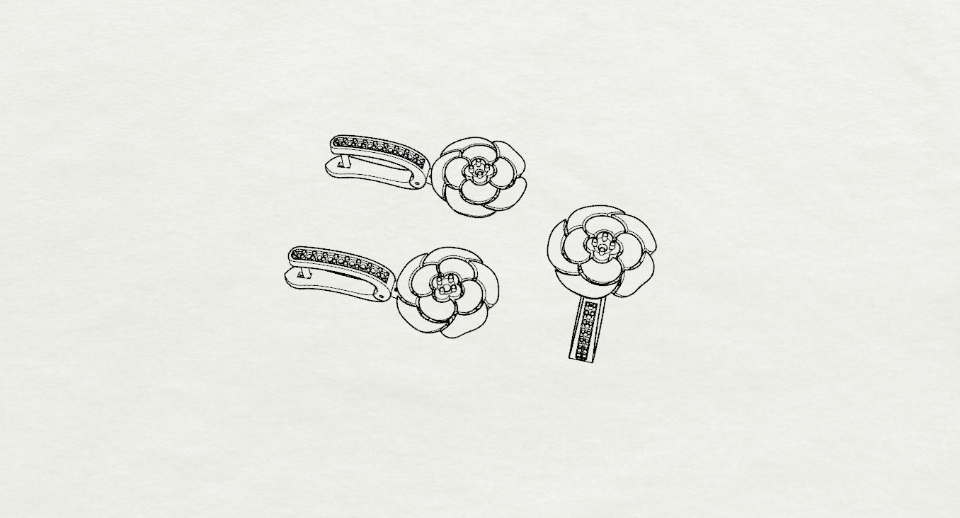 Ring and Earrings  3D print model_22