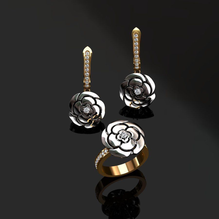 Ring and Earrings  3D print model_7