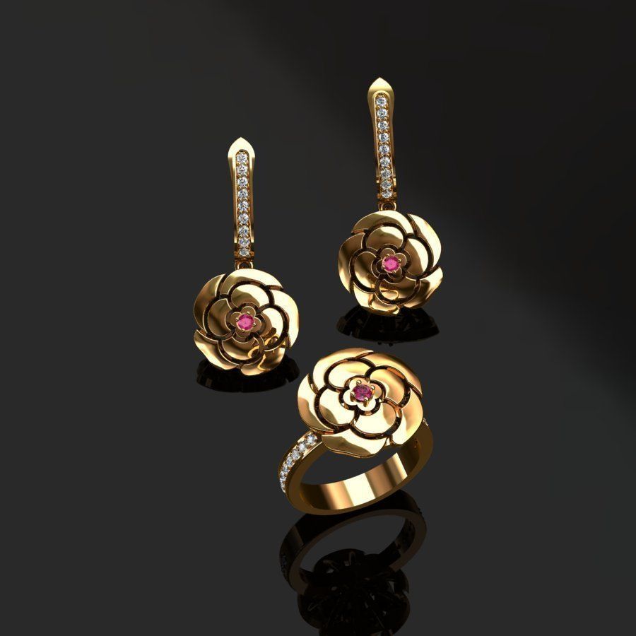 Ring and Earrings  3D print model_8