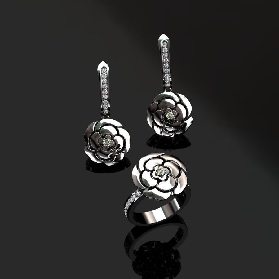 Ring and Earrings  3D print model_5