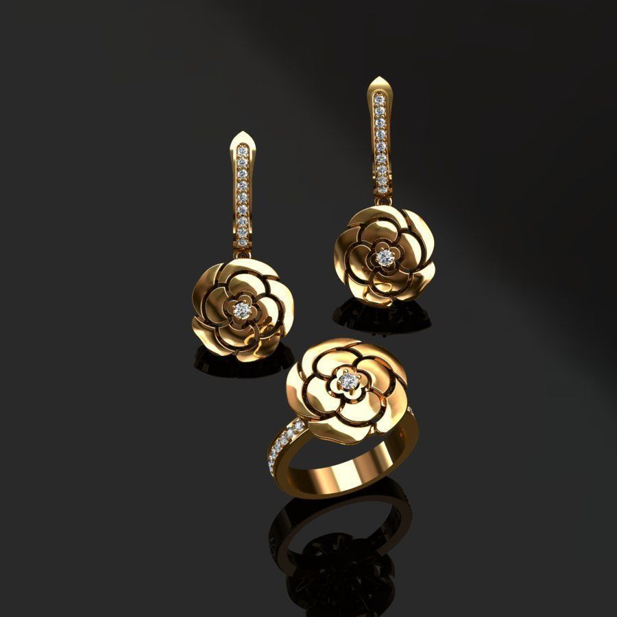 Ring and Earrings  3D print model_1